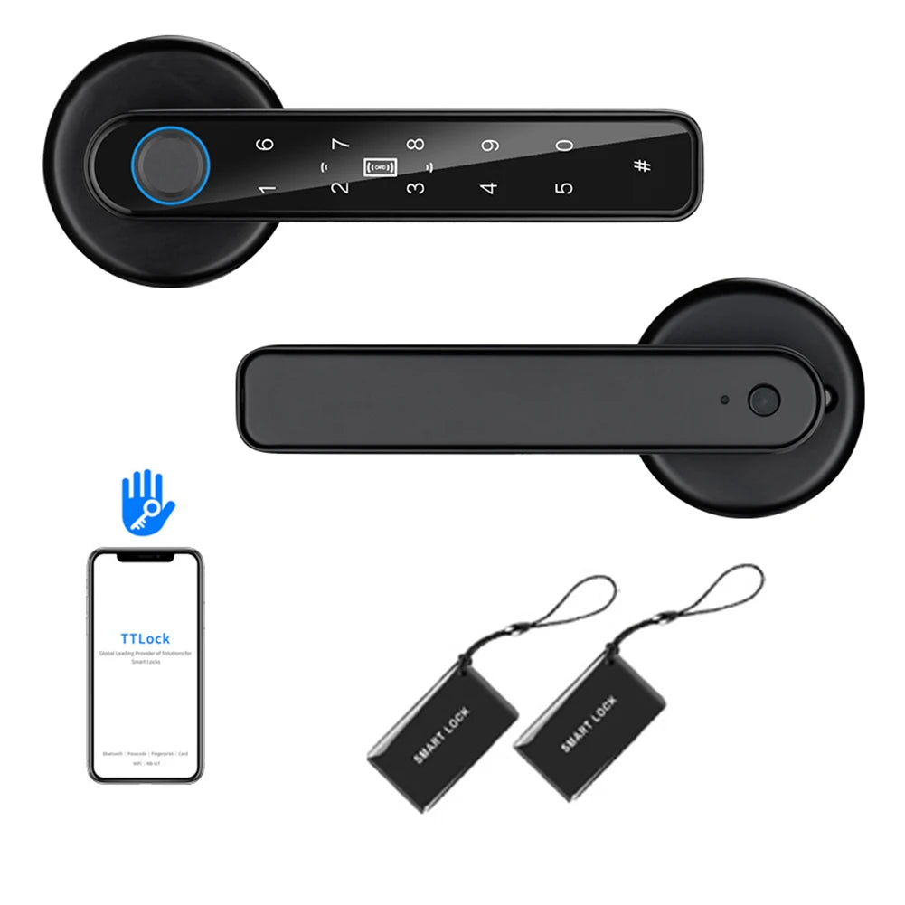 Digital Door Lock Biometric Fingerprint Lock Smart Home Anti Peeping TTLOCK APP Control Type-C Charging Intelligent Door Lock