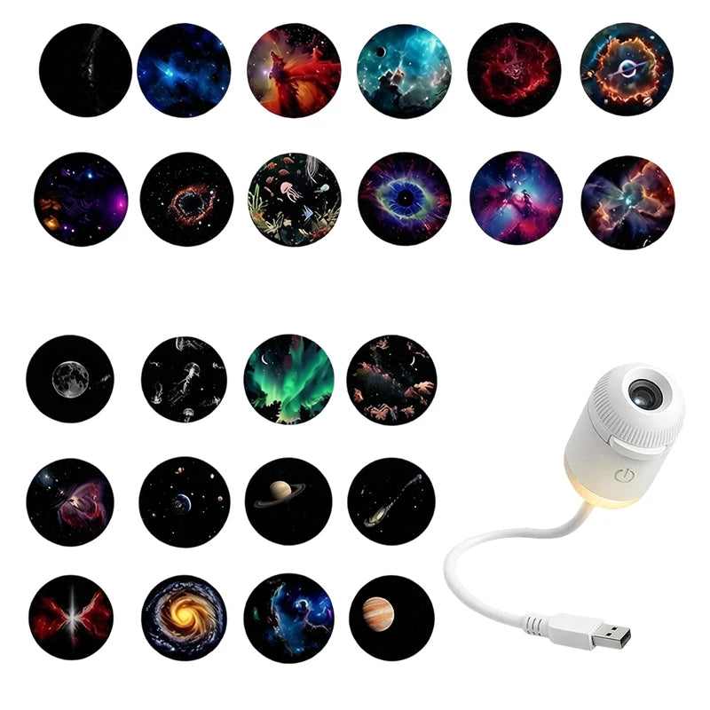 Cordless Led Wall Projector Universe Galaxy Sconce Sunset Lamp Wireless Charging Night Light For Home Bedroom Living Room Decor