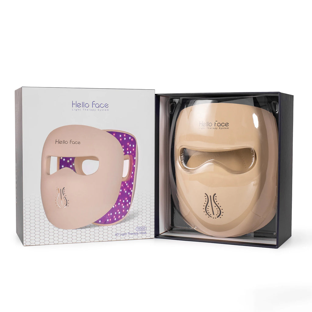 Hello Face M300 4D LED Light Therapy Mask 311 LEDs, 4 Modes, Anti-Aging & Acne Care, Ergonomic Silicone Design, Visual Comfort