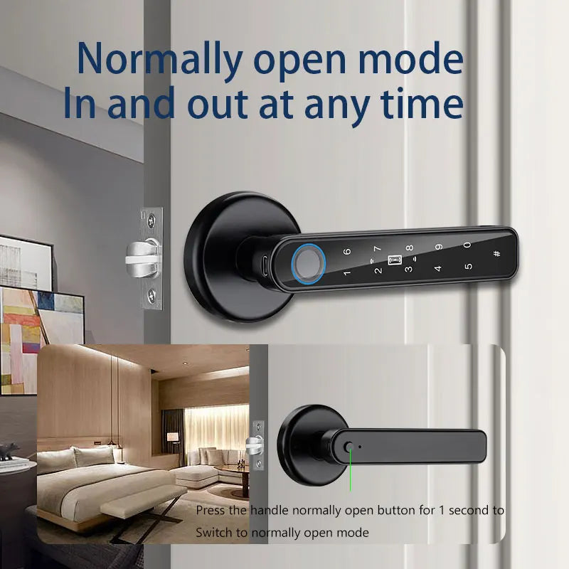 Digital Door Lock Biometric Fingerprint Lock Smart Home Anti Peeping TTLOCK APP Control Type-C Charging Intelligent Door Lock