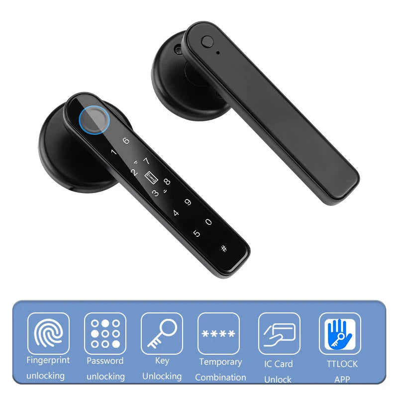 Digital Door Lock Biometric Fingerprint Lock Smart Home Anti Peeping TTLOCK APP Control Type-C Charging Intelligent Door Lock