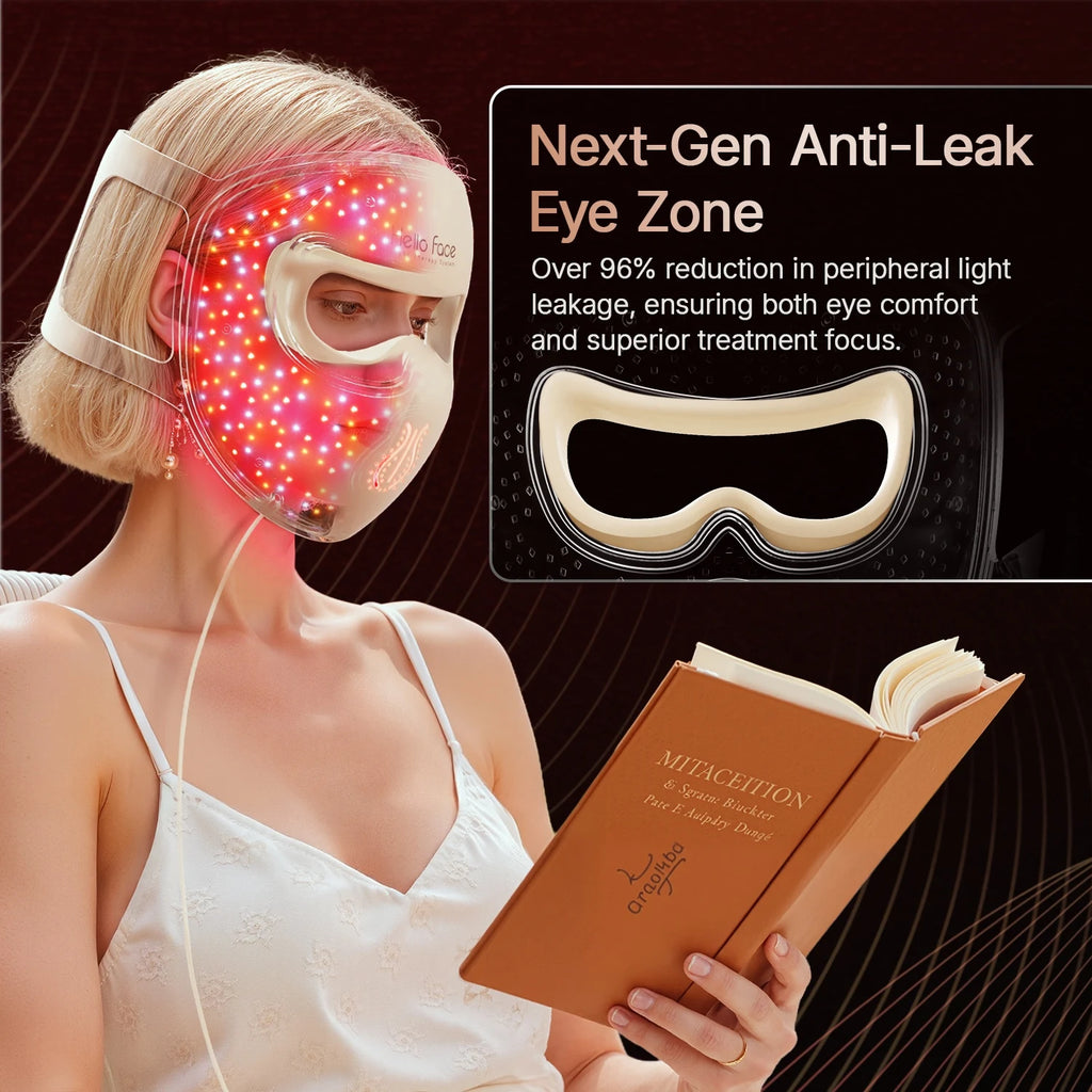Hello Face M300 4D LED Light Therapy Mask 311 LEDs, 4 Modes, Anti-Aging & Acne Care, Ergonomic Silicone Design, Visual Comfort